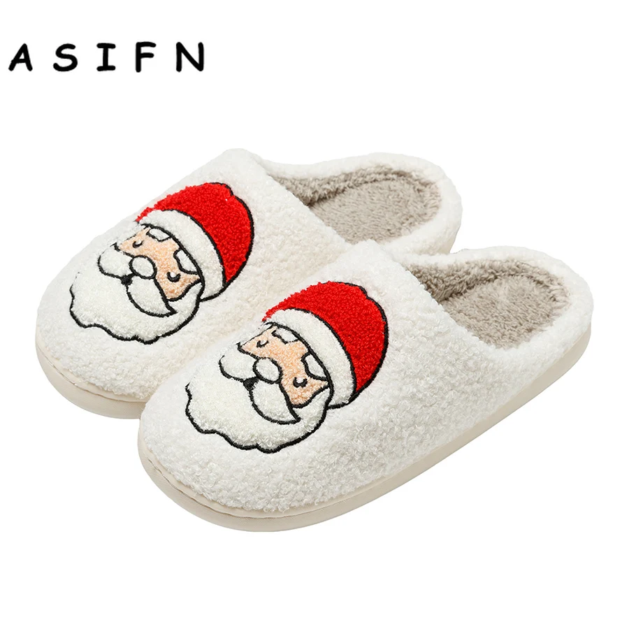 Christmas Santa Claus Winter Home Slippers Cute Gift Comfy Flat Slip-on Merry Christmas Party Indoor Soft Bedroom Women Shoes