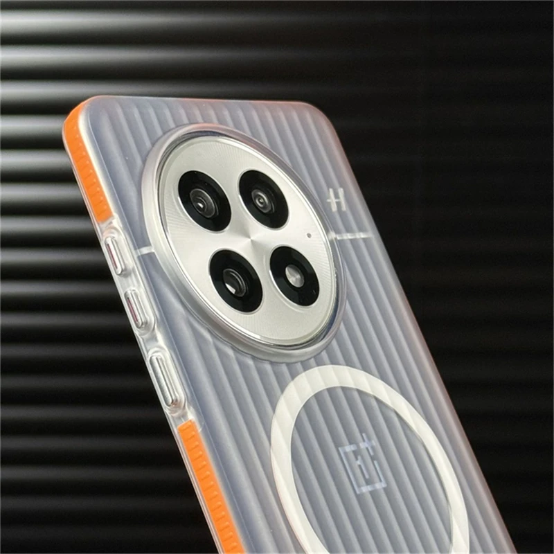 Magnetic Case For OnePlus 13 Case For MagSafe Matte Transparent Luggage Stripe Slim Cover For OnePlus13 5G Hard Shell