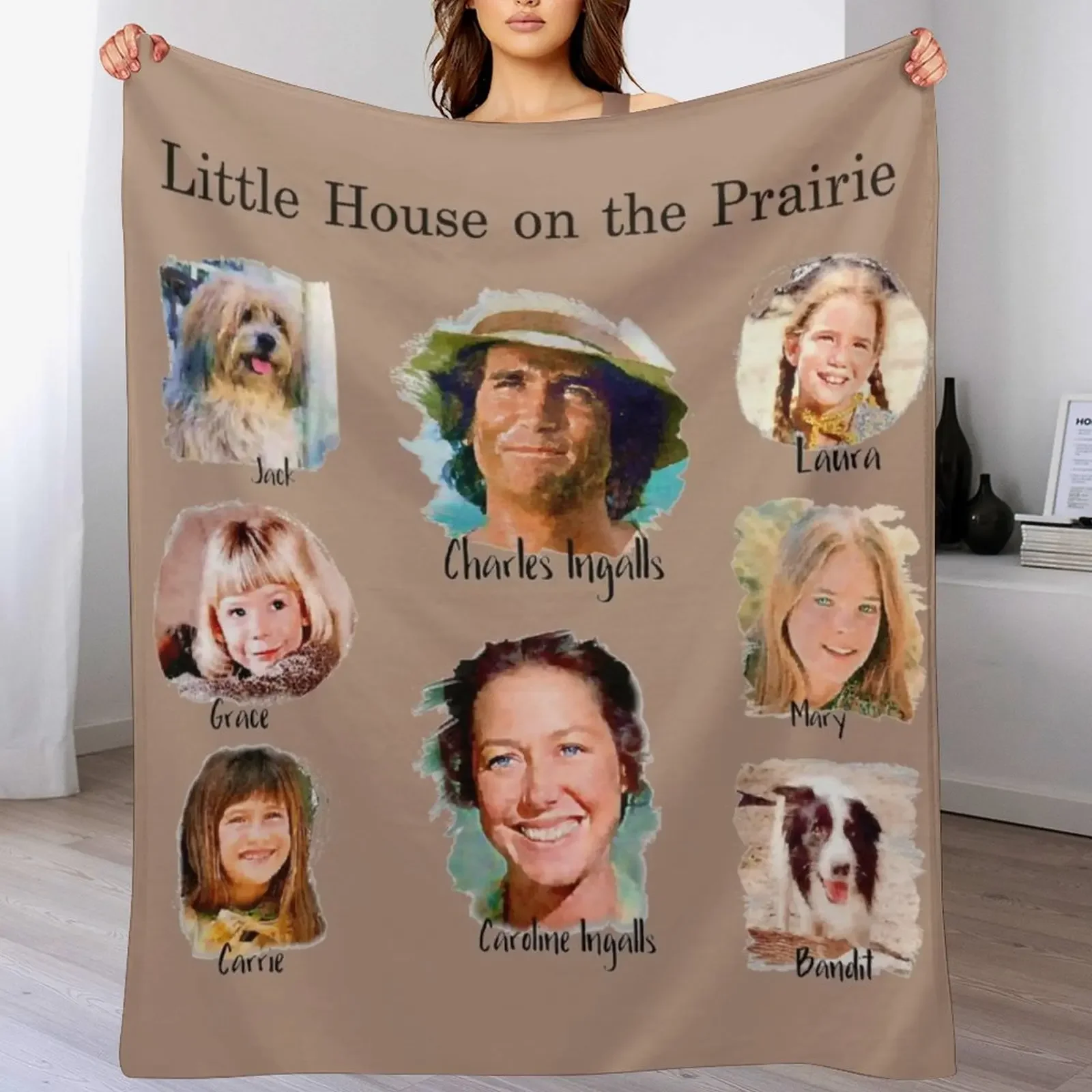 

Ingalls Family Little House on the Prairie Throw Blanket funny gift Luxury Designer Softest Flannel Fabric Blankets