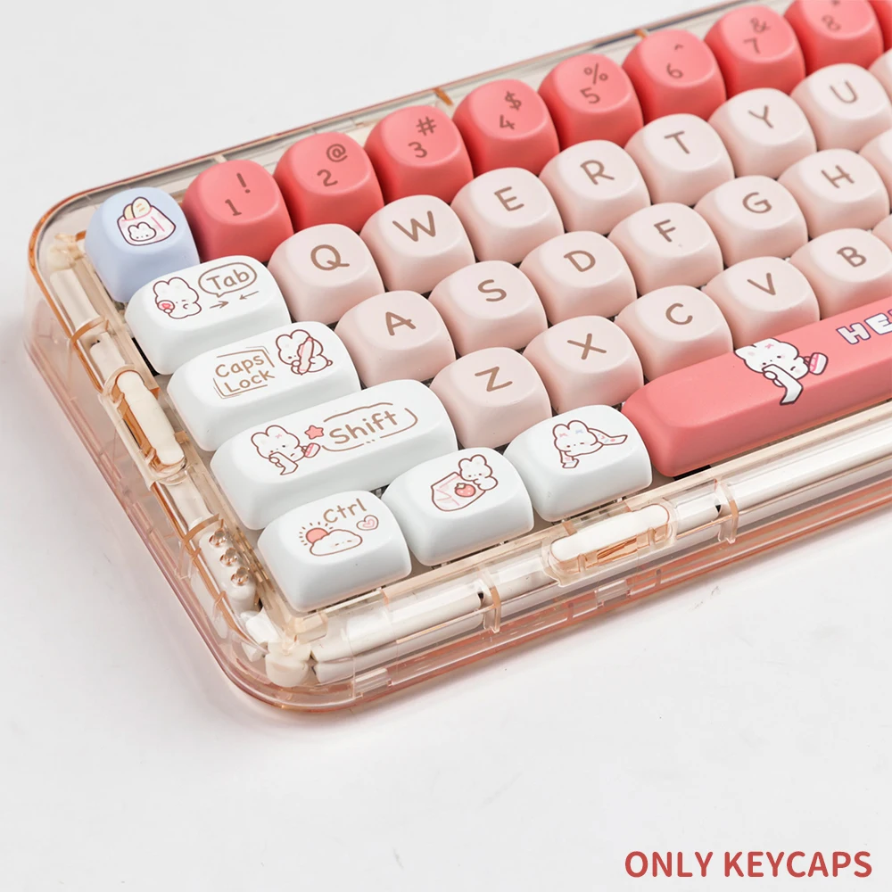 140 Keys SOA Profile Shopping Rabbit Theme Keycaps Thermal PBT Dye Sublimation Customized Key Caps Kit for Mechanical Keyboard