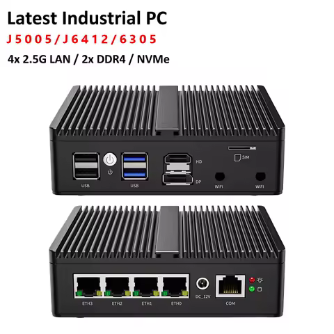 Fanless pfSense Firewall Soft Router J6412 N5105 N100 4x i226-V 2.5G LAN NVMe Barebone Mini PC HDMI2.0 DP AES-NI OPNsense Win11