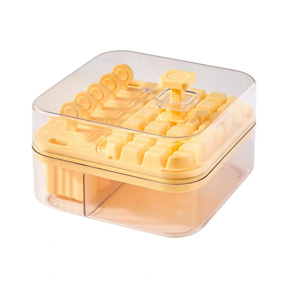 Release Ice Mold Ice Storage Box 2-in-1 Ice Cube Tray with Lid Easy Push Release Mold for Diy Popsicles Leakproof Freezer