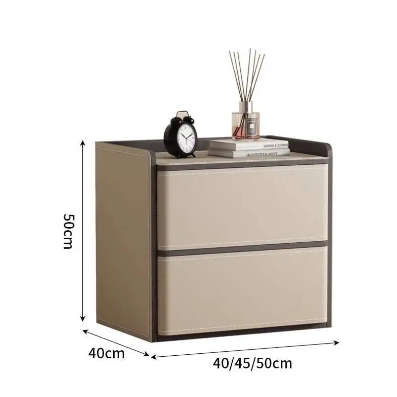 

Storage Table Bedside Trendy Modern Luxury Nordic Leather Nightstands Wood Drawer Minimalist Mesa De Noche Bedroom Furniture