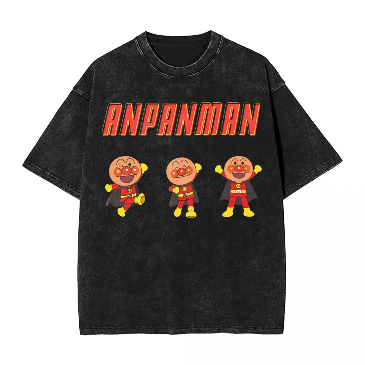 

Harajuku 100% Cotton Oversized Tshirt,Men Short Sleeve Tees,Anpanman Summer Loose Washed Tops T-Shirt
