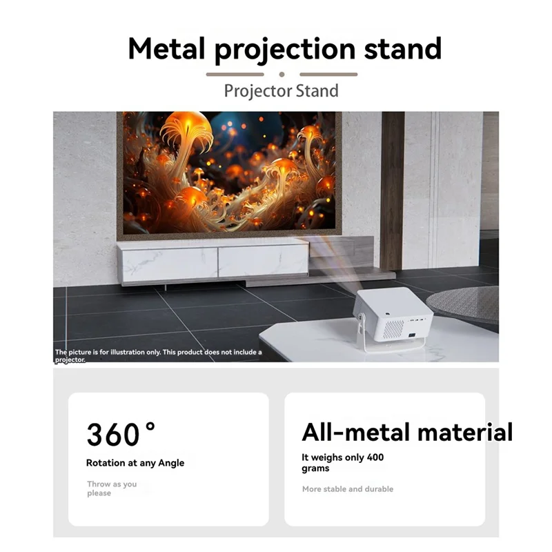 Universal 1/4 Screw Hole Projector Bracket 360 Degree Rotating Desktop Projector Bracket Wall Bracket Ceiling Load 5Kg-Y47A