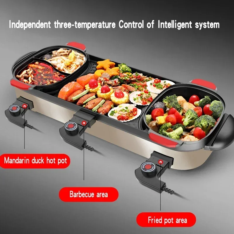 barbecue oven household electric baking pan non stick barbecue machine multi-functional rinse and roast hot pot 6-10 people