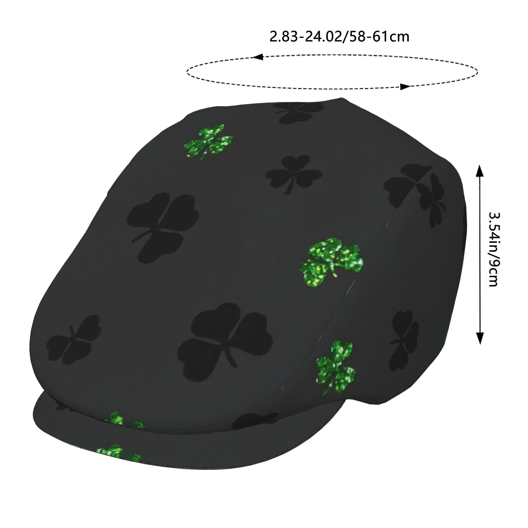 1pc Shining Four-Leaf Clover All-Over Printed Beret, Retro Newsboy Cap, Unisex, Essential Fashion Accessory for Outdoor Leisure