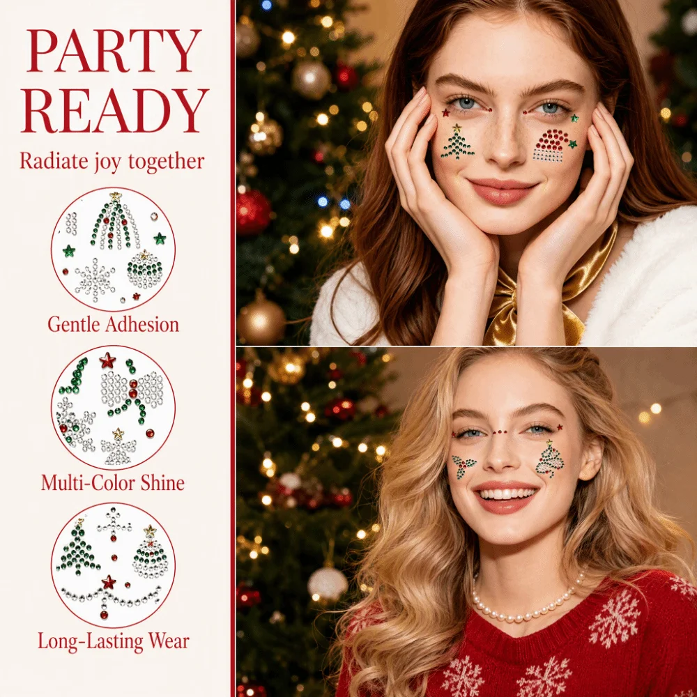 3D Bedazzling Face Eye Jewels Sticker Rhinestone DIY Crystal Tattoo Sticker Waterproof Sparkling Face Gem Sticker Festival