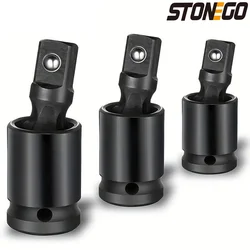 STONEGO Universal Pneumatic Wrench Joint Wrench Socket Adapter Set, 1/4 inch, 3/8 inch, 1/2 inch - Chromium Vanadium Steel