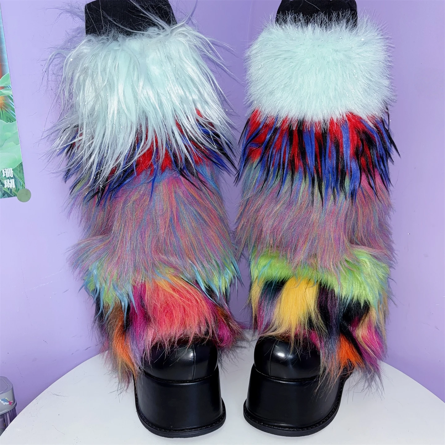 

European and American style Y2K hot girl Japanese Yabi culture variegated niche design furry retro leg covers mid-tube socks