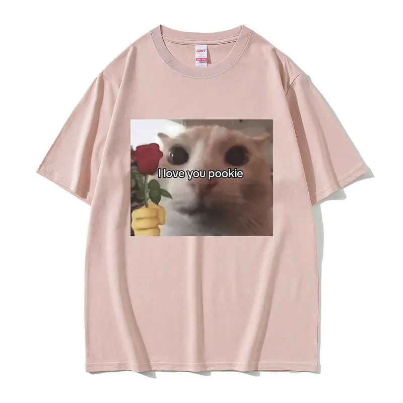 الرجال والنساء مضحك أنا أحبك بوكي القط طباعة الرسم تي شيرت ، لطيف كاواي نكتة ، ميم الفكاهة ، الذكور عارضة المتضخم قميص #5