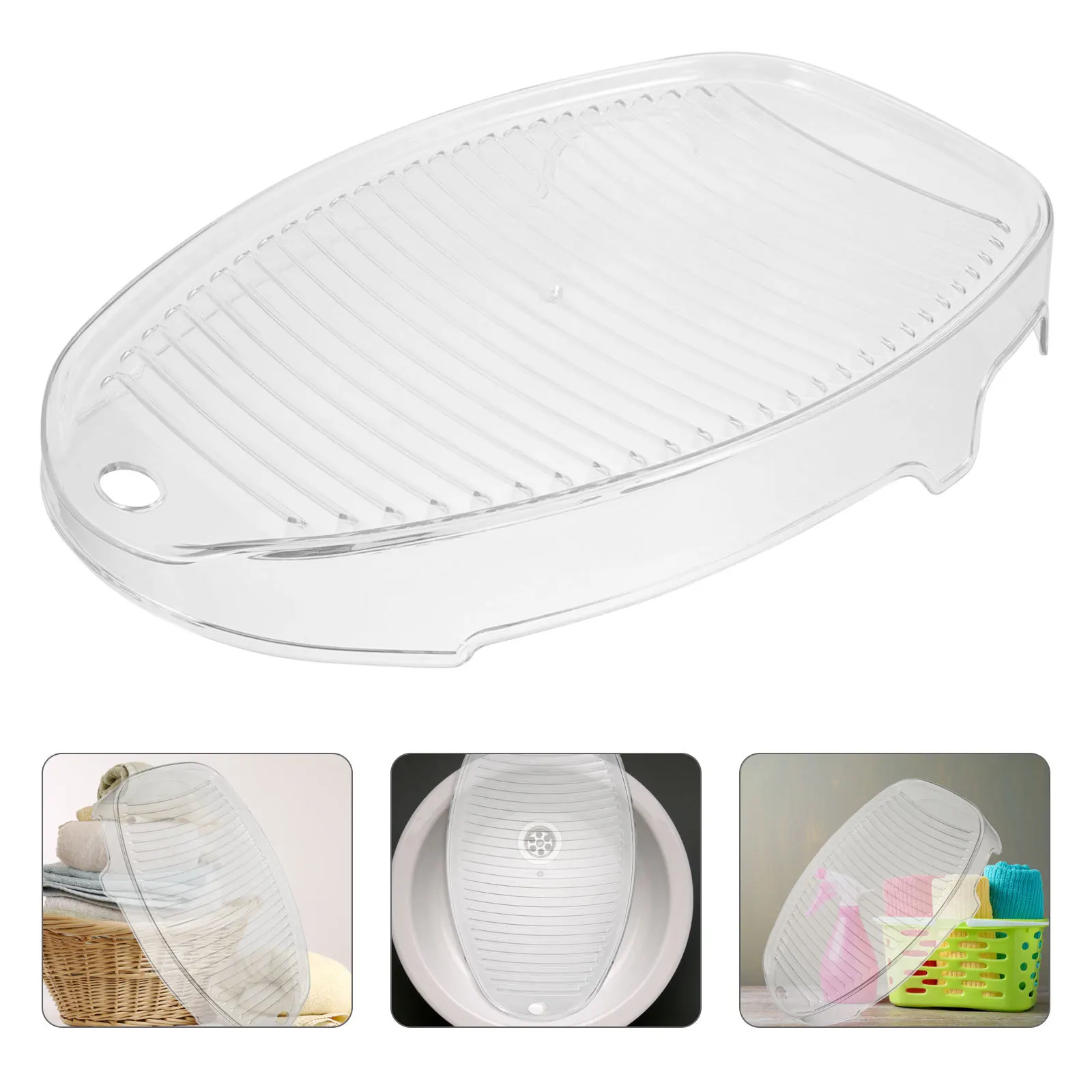 

Handheld Transparent Washboard Anti-Skid Washing Board Portable Laundry Cleaning Tool Hanging for Travel Washboard
