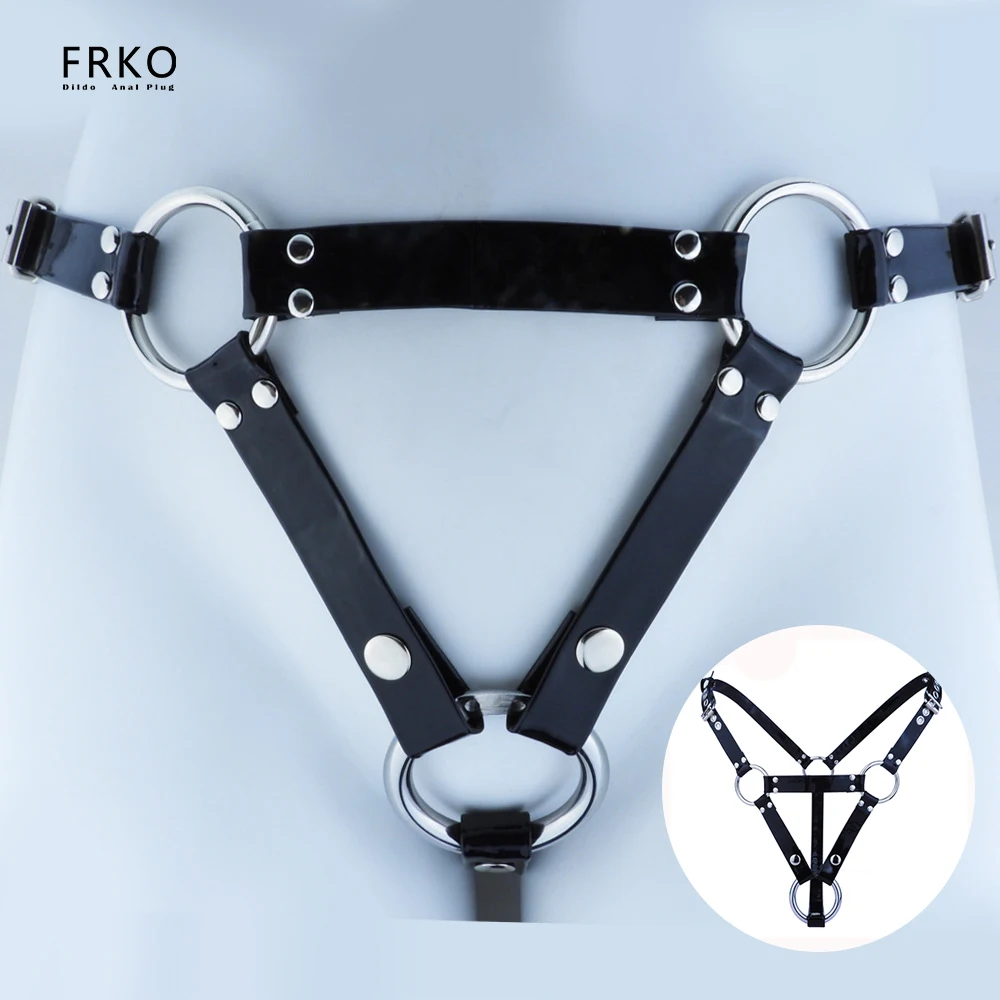 FRKO Male Chastity PU Belt Adjustable Rope Scrotum Ring BDSM Games Erotic Product Adult Sex Toys for Men Underwear Bondage 18+