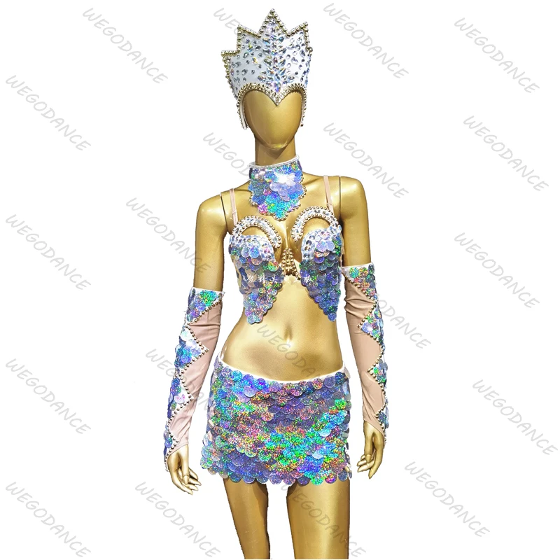 

Phantom Laser Mermaid Headwear Bikini Sexy Show Gogo Women's Bar DS Costume