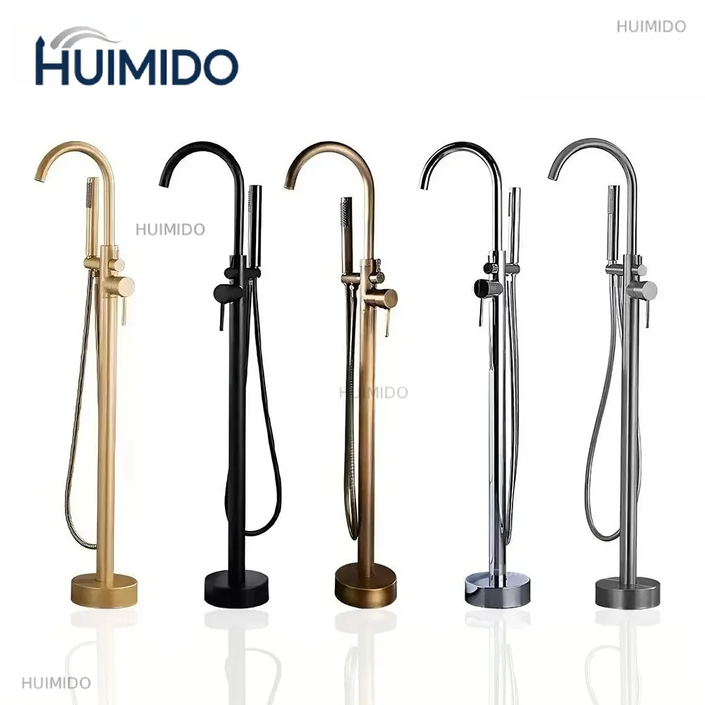 Bathtub Faucet Set Double Handle 360° Rotating Bathroom Mixer Bath 2 Function Shower Water Tap