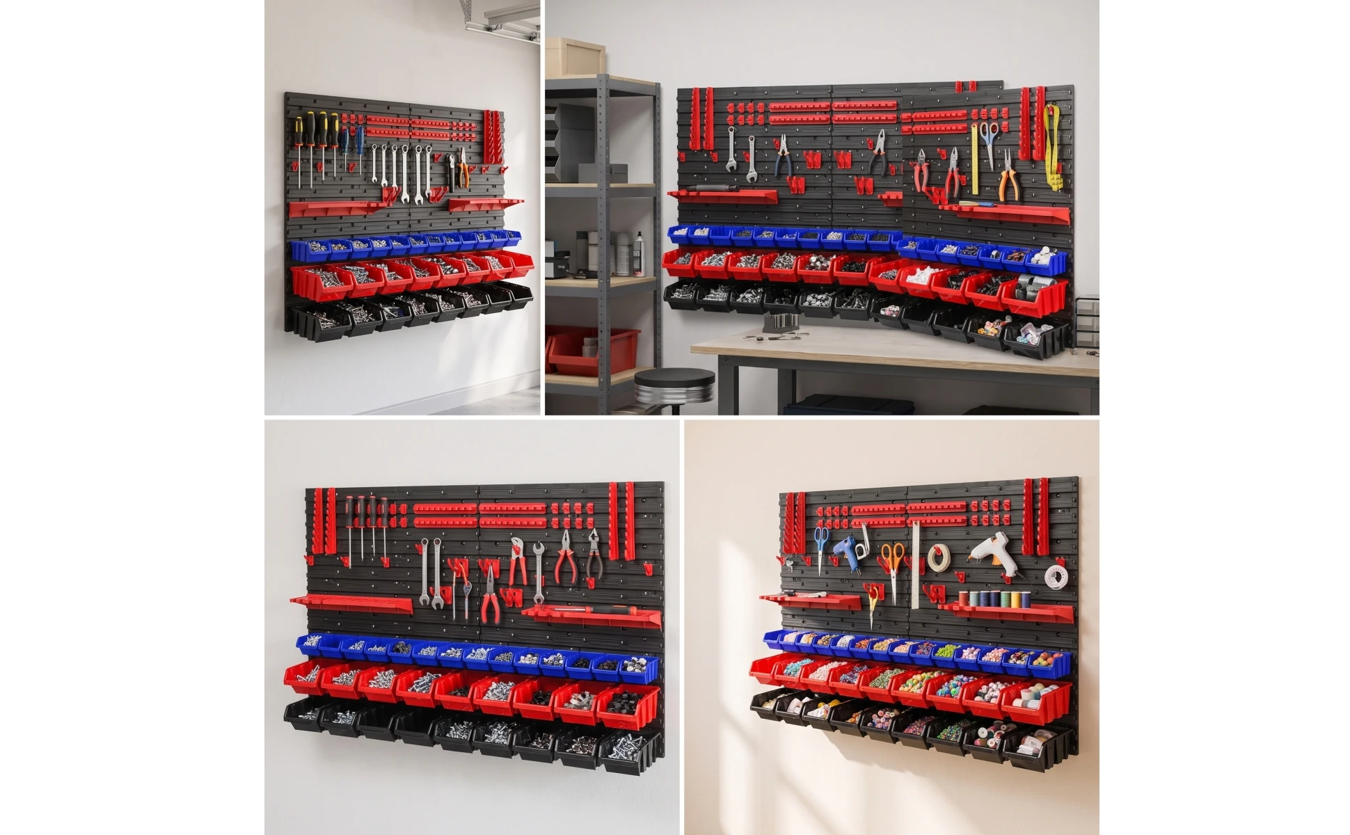 Pegboard Organizer with Bins Modular Tool Organizer Board Wall-Mounted Storage Rack with Bins Customizable for DIYers, Workshop
