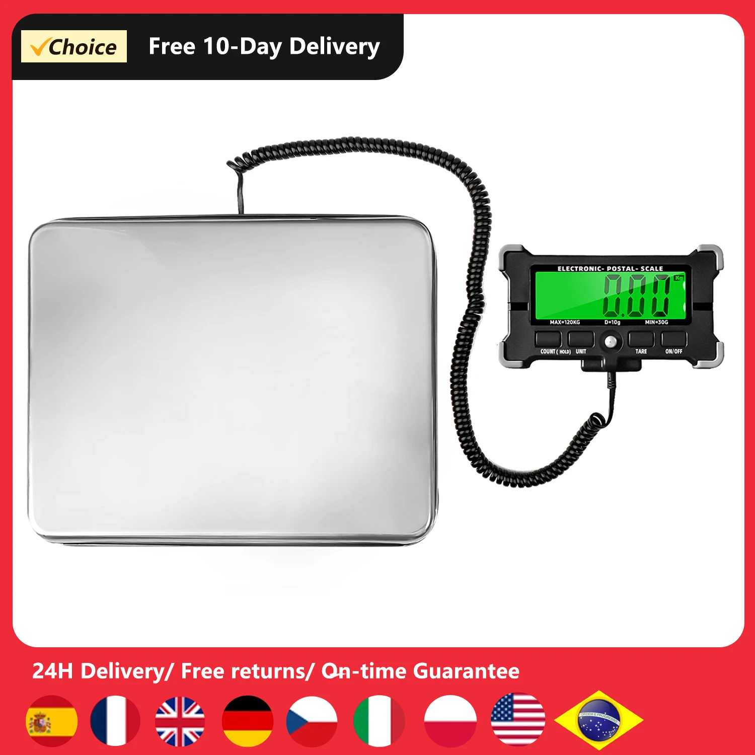 440 Lbs Electronic Postal Scale 0.05kg Precision Integrated Steel Digital with LCD Backlight Display Shipping with Auto off