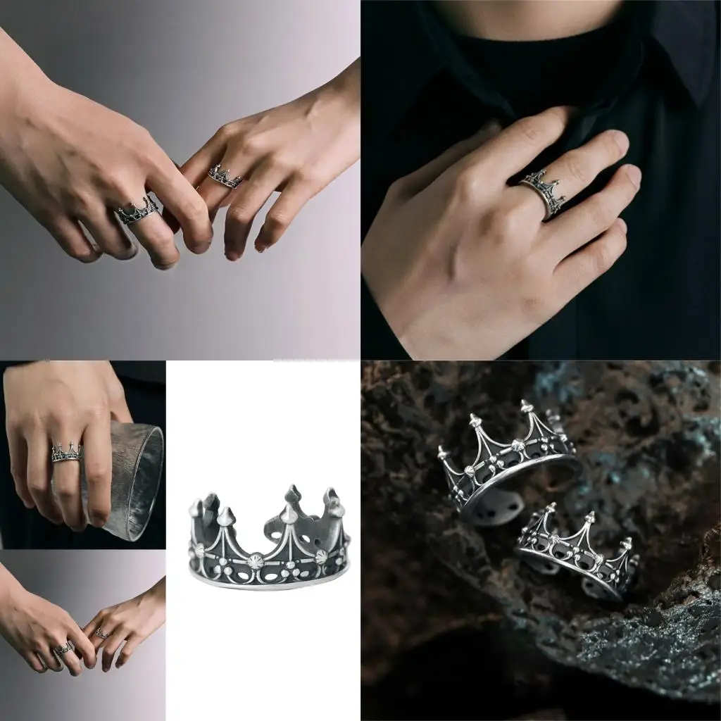 Practical Crown Open Ring Vintage Adjustable Size Alloy Jewelry Women Fashion Accessory for Fashion Outfits