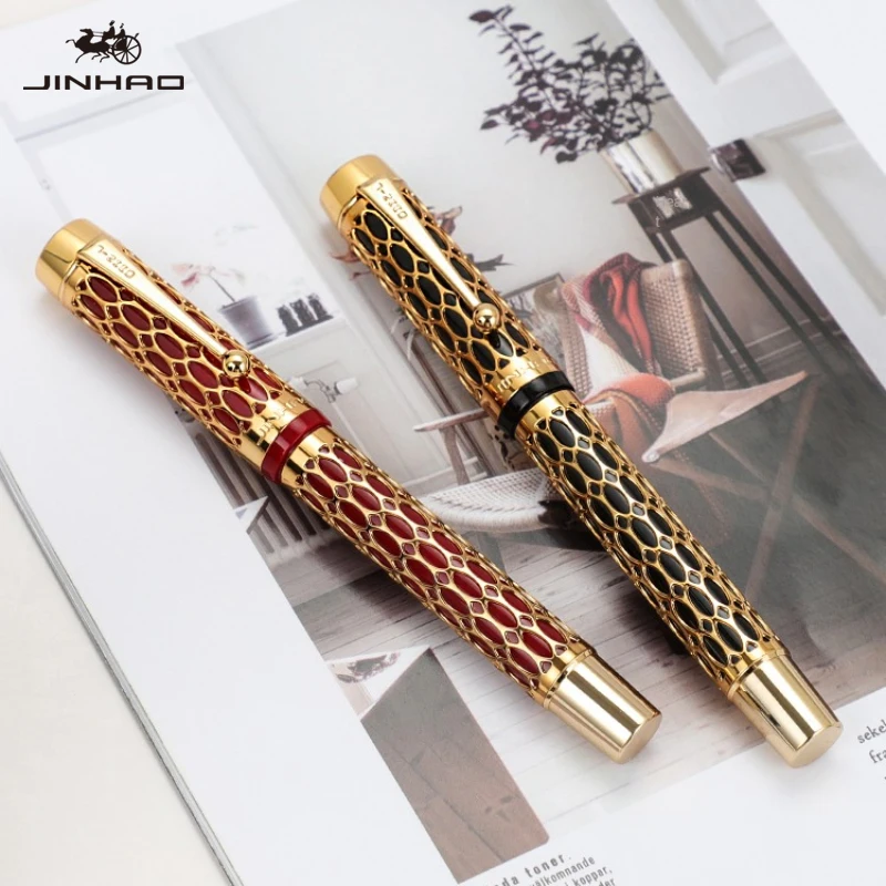 Imagem -02 - Jinhao-centennial Resin Oco Série Caneta-tinteiro Clipe Dourado Negócios Presente do Escritório Papelaria Material Escolar pk 9019 100