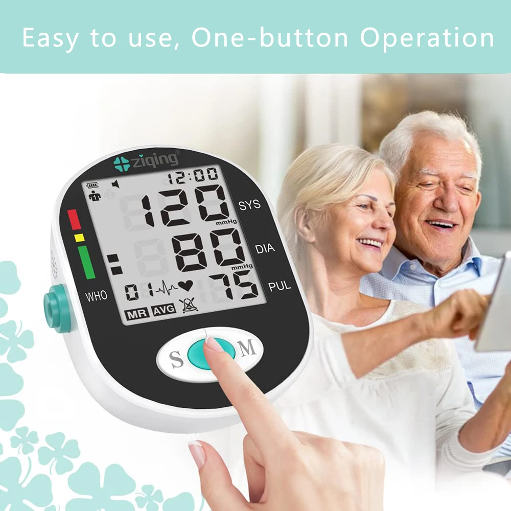 ziqing Blood Pressure Monitor Upper Arm Automatic Tonometer Wrist Digital Blood Pressure Meter BP Medical Sphygmomanometer Pulse