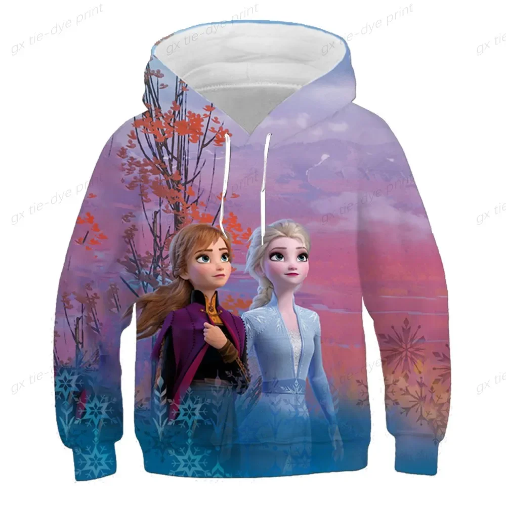 المجمدة 2 هوديس إلسا الأميرة ربيع الخريف الفتيات طويلة الأكمام بلوزات الملابس الكرتون الرياضة غير رسمية مقنعين القمم 1-14 سنة