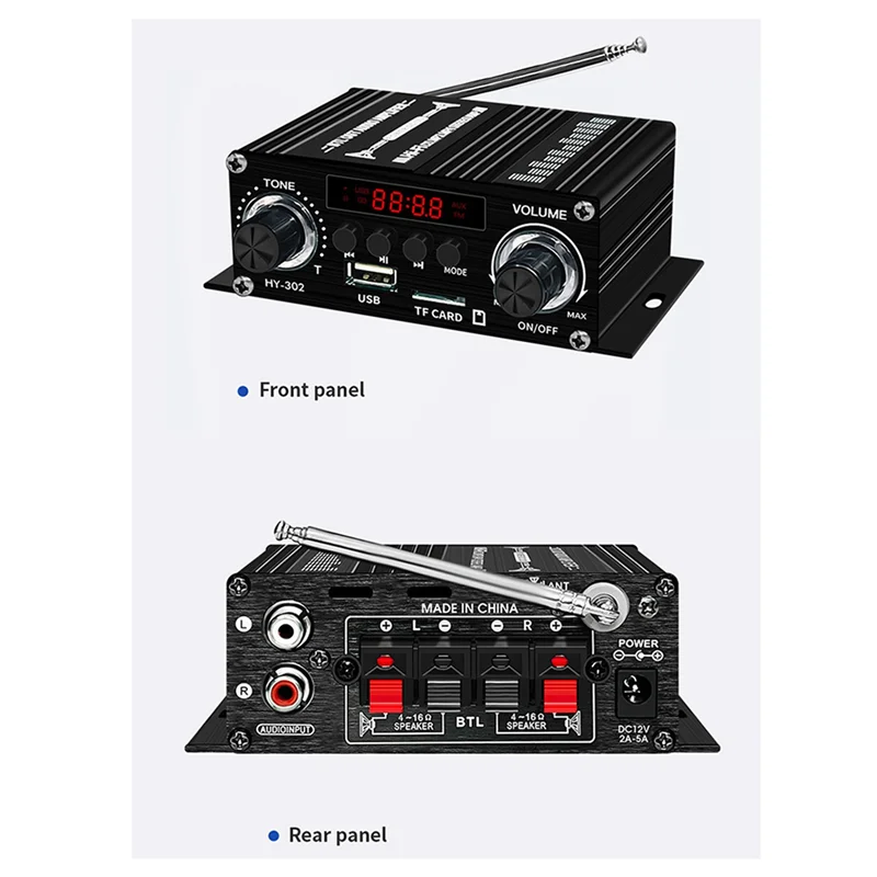 

CABE-2X New Digital Bluetooth Amplifier 12V Home Car 2 Channel HIFI Sound Speaker FM Receiver Audio Amplificador Clase-AB AMP