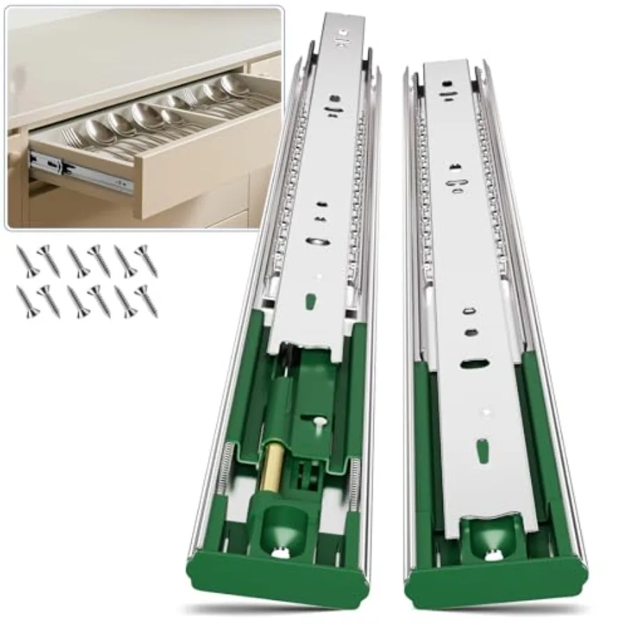 

Полноценные направляющие для выдвижных ящиков с плавным закрыванием, усиленные, на шарикоподшипниках, бесшумные, бокового монтажа, для K