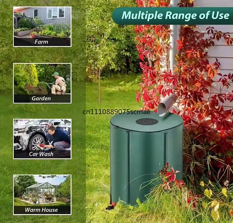 100l/197l pvc foldable rain barrel home garden collection system for irrigation, rainwater collection, outdoor greenhouse