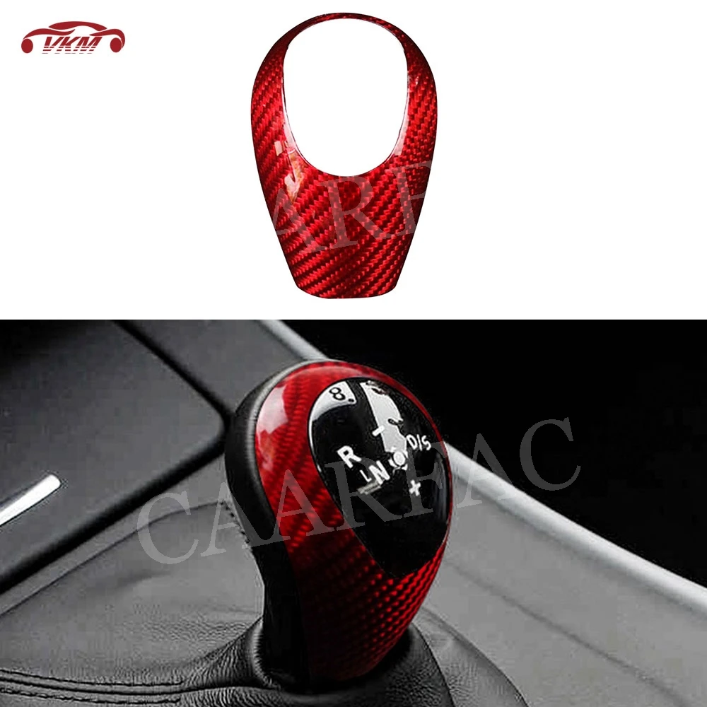 

Carbon fiber Gear Shift Knob Cover left and Right Universal Car For BMW old M series M3 M5 M6 Black-Red Style