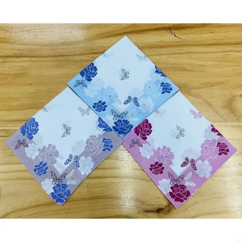 195E Versatile Floral Pattern Handkerchief for Various Occasion Celebration Party