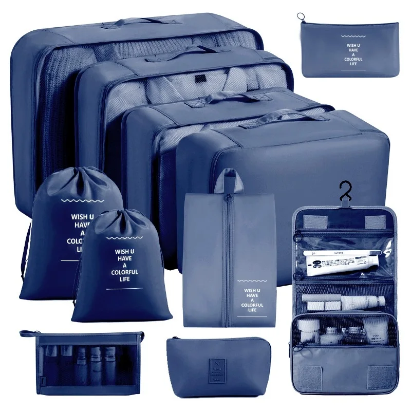 7/8/9/10 Stuks Set Reisorganisator Opbergzakken Koffer Verpakking Cubes Set Koffers Draagbare Bagage Kleding Schoen netjes Pouch Opvouwbaar