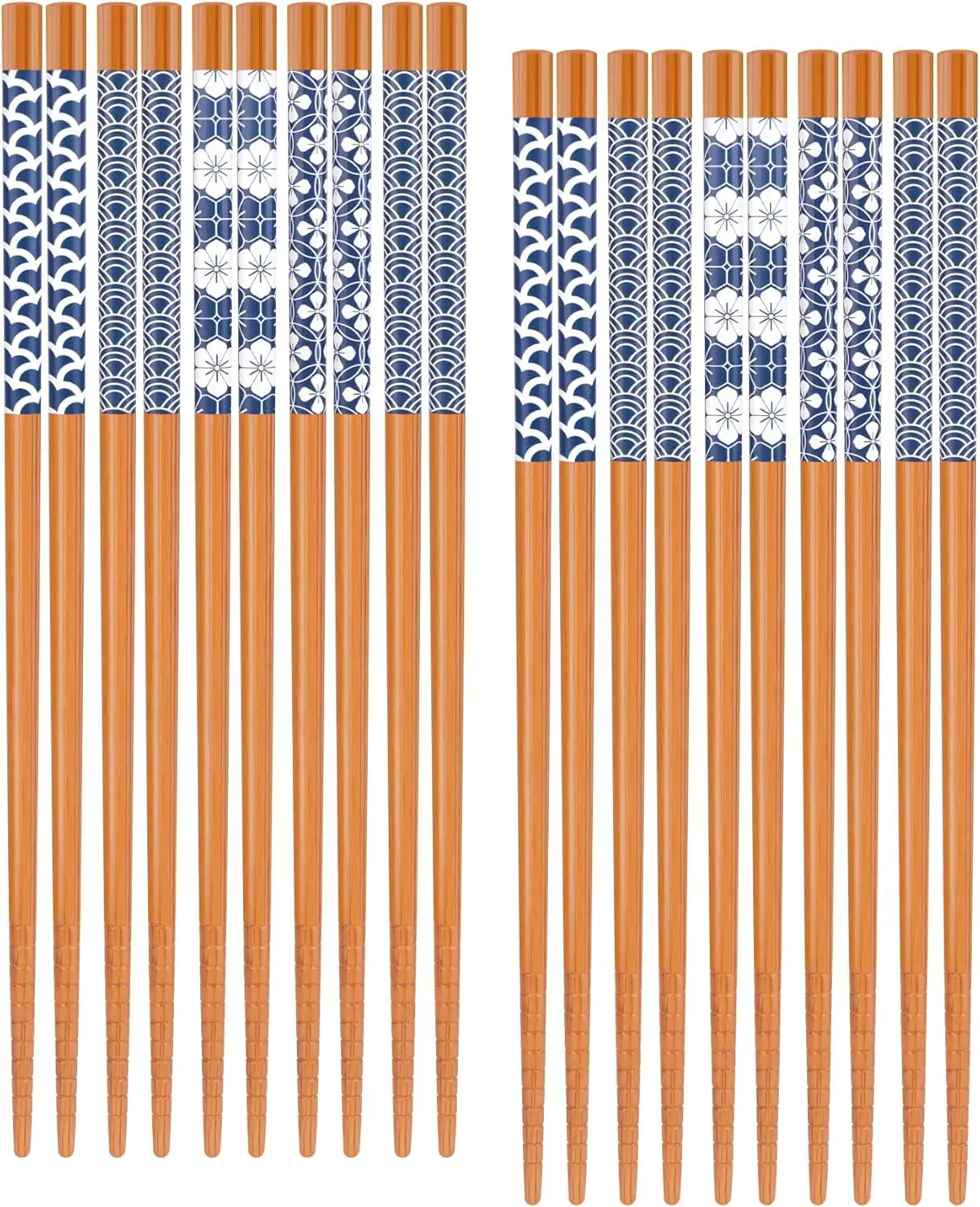 

10 Pairs Reusable Bamboo Chopsticks, Non-Slip Japanese Style, Dishwasher Safe for Sushi & Noodles