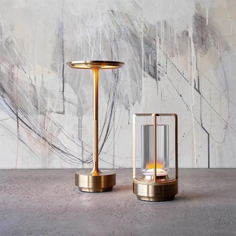 

Retro light luxury desktop atmosphere lamp rechargeable outdoor desk lamp bedroom head lamp restaurant creative night light