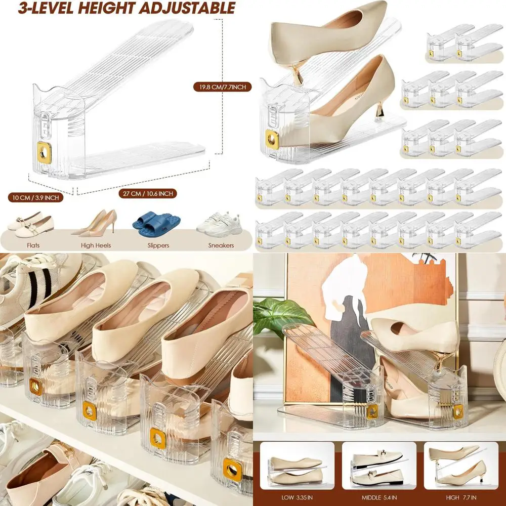 

Compact Shoe Organizer Rack: Adjustable Stackers for Closet, Space-Saving Shoe Storage Solution
