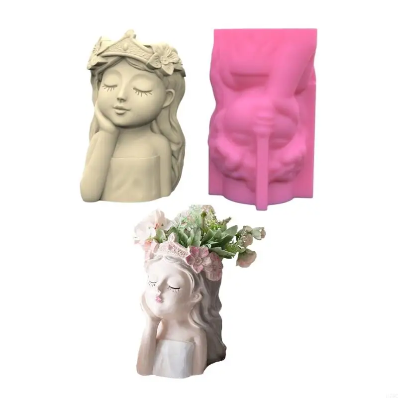 U75C Girls Penhouder Pot Siliconen Mold Epoxy Resin Mold Table Ornament Mold