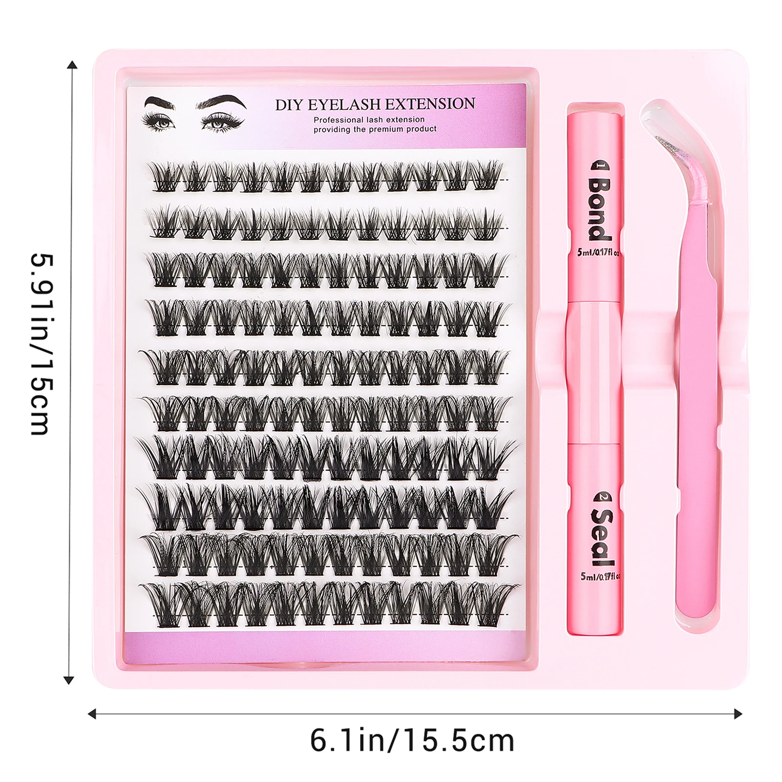 bond and seal lash clusters set 8-16mm False Eyelashes Segmented Lashes Curling Up Volume False Eyelashes makeups Supplies