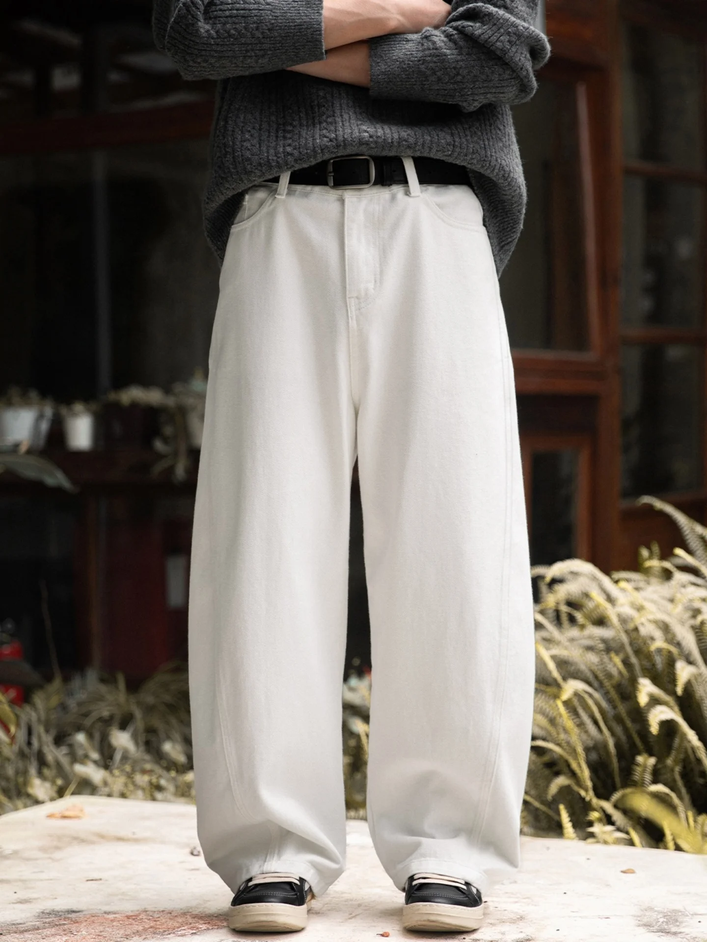 

Loose Cotton Khakis Men's Straight Leg Casual Pants American High Street Sle Retro Versatile Autumn Long Trousers