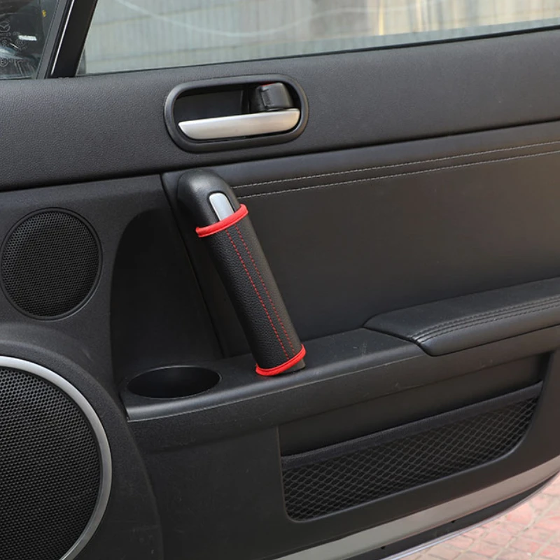 metyoucar For Mazda MX-5 NC 09-15 Leather Car Inner Door Handle Gears Handbrake Protector Cover Car Accessories