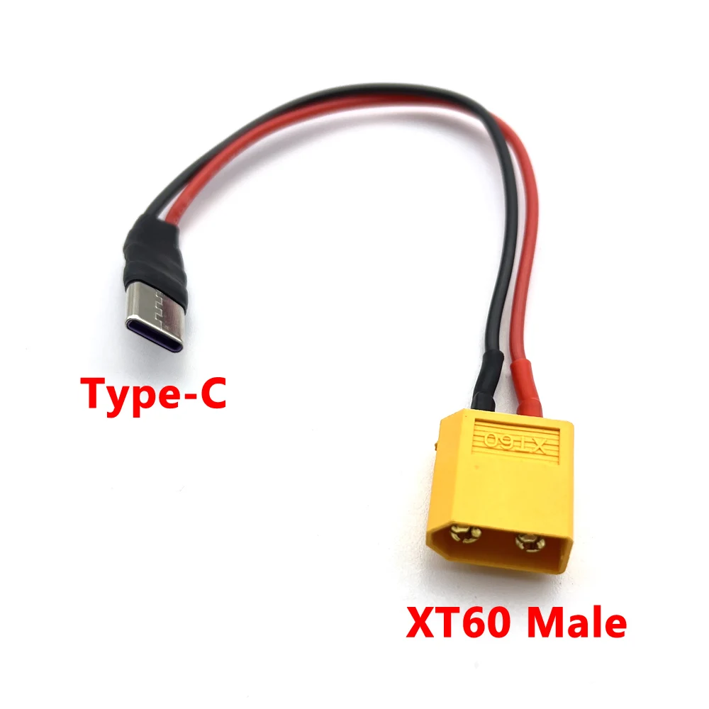 XT60 Male Plug To Type-C With 12cm 20awg Silicone Wire Connector Power Adapter Cable for ISDT PD60 RC Drone Quadcopter