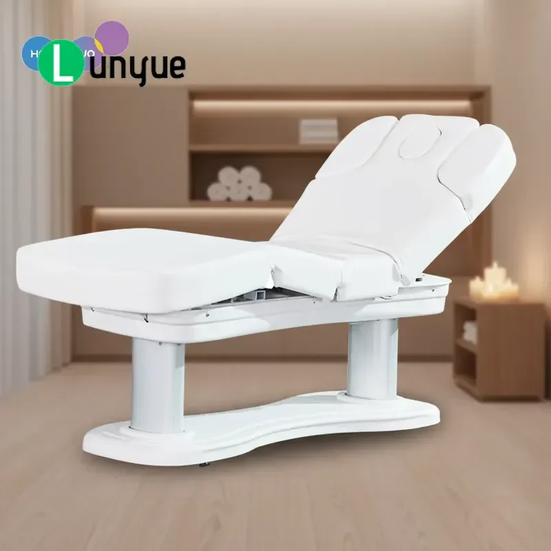 4 Motor Electric Massage Bed Adjustable Height Backrest Foot Pedal Luxury Spa Healthcare Table Simple Operation For Use