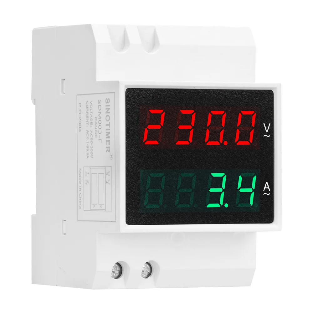 Single Phase Ammeter Voltage Meter Measuring 80-500V Modular Voltmeter Gauge Current Indicator Volt Amp Monitor Din Rail Install