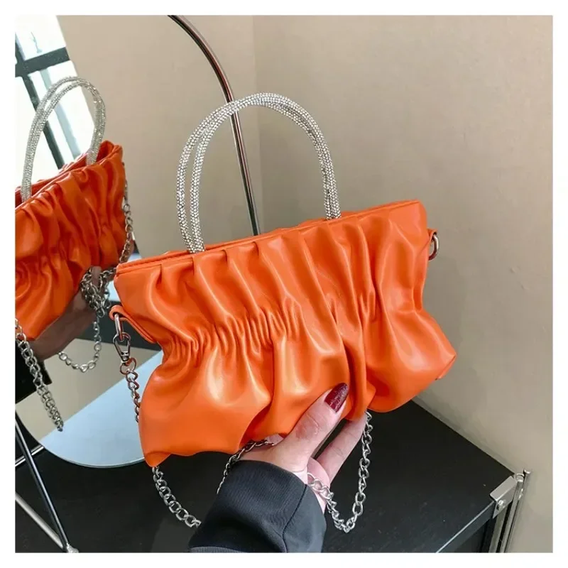 

2025 Niche High-End Designer Bag Women's Trendy Handheld with Detachable Gold Chain,Unique Asymmetrical Design for Casual Days