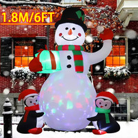 1.8M/6FT Snowman Christmas Inflatable Toys Carton Penguin Inflatable Model with LED Lights Indoor Outdoor Xmas Decor Ornament