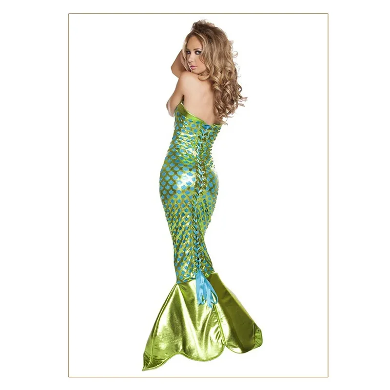 Costume de Princesse Sirène Sexy Ariel pour Femme Adulte, Robe de Barrage d'Halloween, Cosplay à Paillettes, Masque Tim ade