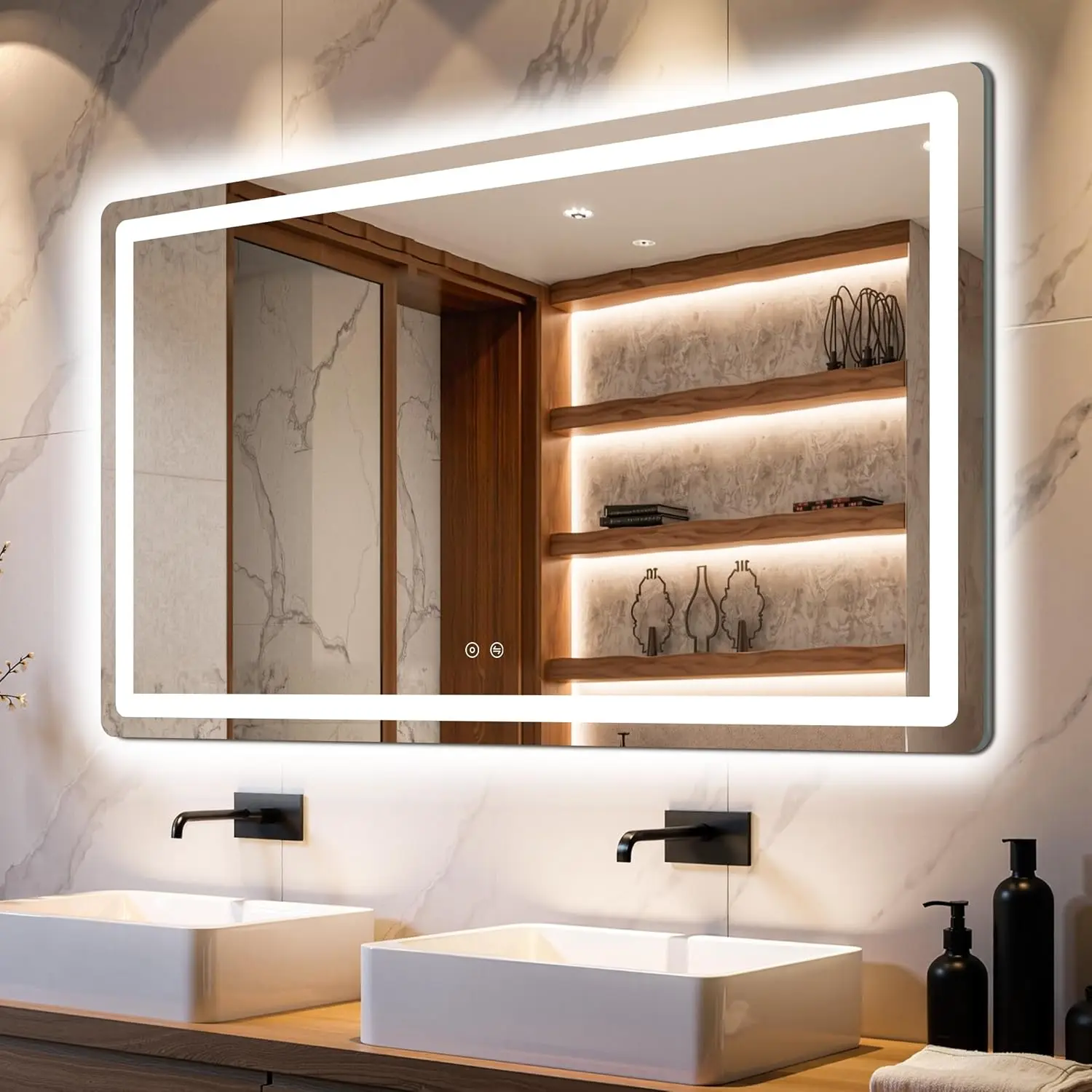 LED Bathroom Mirror with Lights, 30x50 Anti-Fog Dimmable Front & Backlit Memory Function Shatterproof Glass