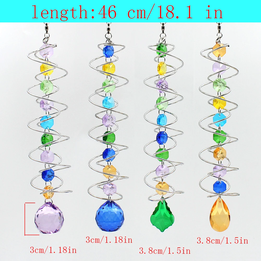 

Suncatcher Wind Spinner Gazing Ball Spiral Tail, Crystal Sun Catchers with Seven Chakra Beads Window Hanging for Indoor Home Out