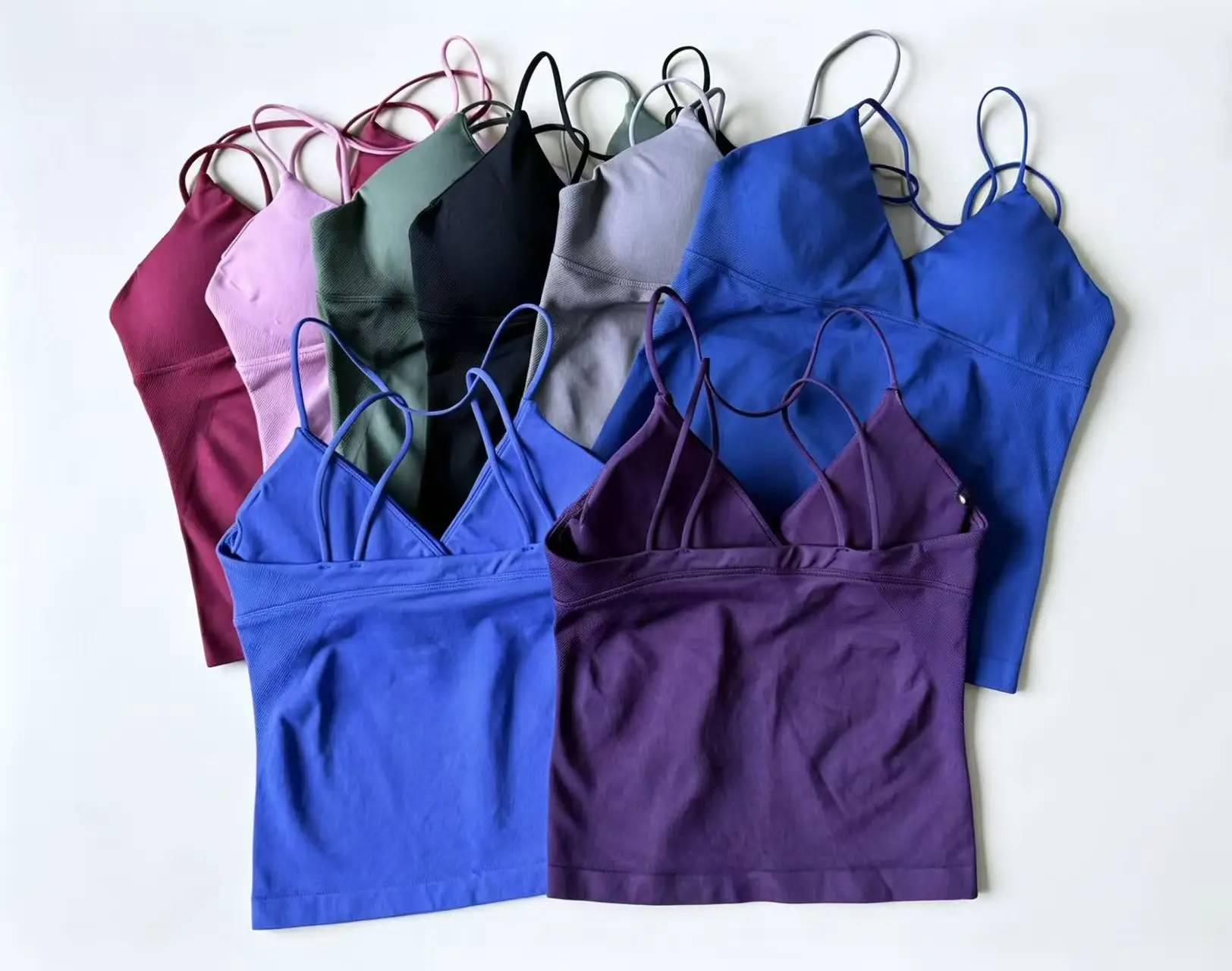Gym Sports Top Women Seamless Yoga Tank Longline Strappy Top Open Back Bra Sportswear Gym Clothing Running Workout Halter
