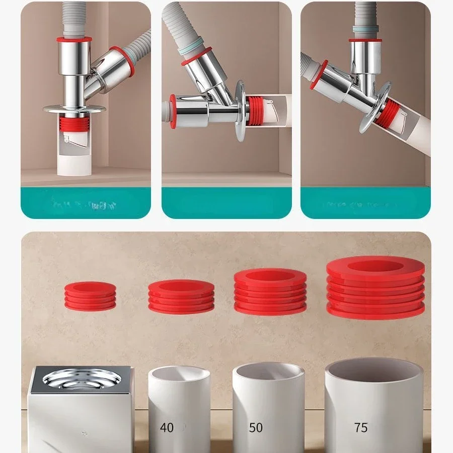 Washing Machine Downpipe Three-way Water Distributor Drainage Channel Anti-odor and Anti-overflow Special Floor Drain Connector