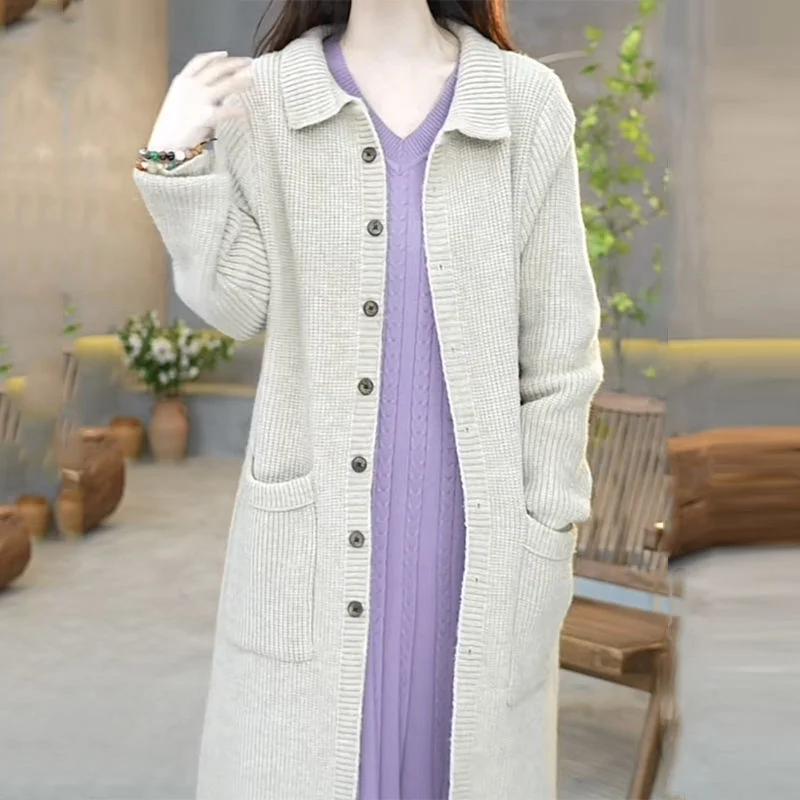 

Fashion Solid Color Knitted Sweater For Women 2025 Autumn Korean Version Popular Casual Versatile Single Breasted Loose Jacket