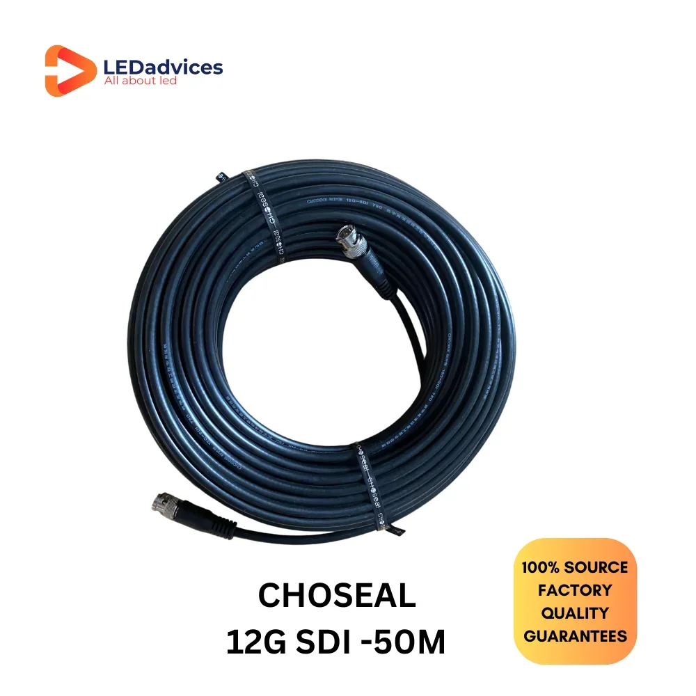 Choseal 12G-SDI SDI 4K Cable 50m BNC Camera LED Screen Display Monitor Live Streaming Broadcast Event Digital Video Cable